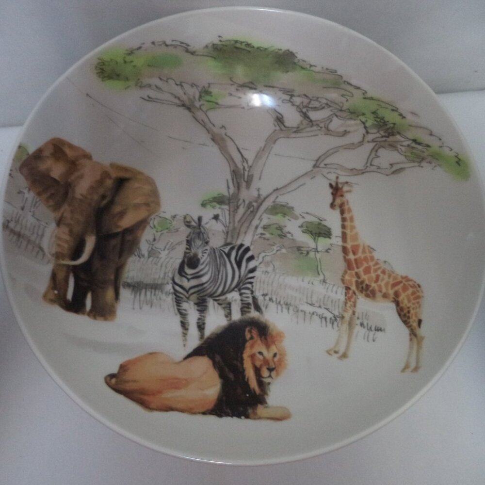 Pier 1 Africa Vintage Hand Painted Earthenware Serving Pasta Bowl Italy 3" x 13"